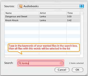 search file to convert from itunes