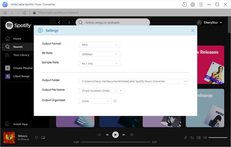 Set MP3 as output format