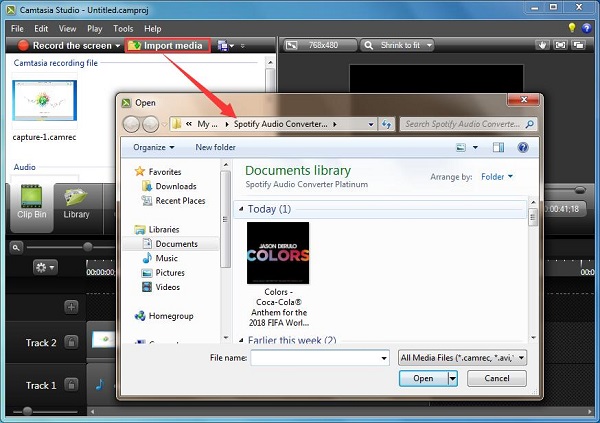 Import music from Spotify to Camtasia Studio
