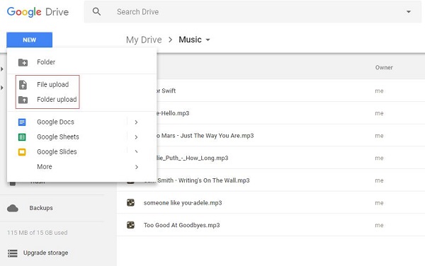 Upload Apple Music to Google Drive