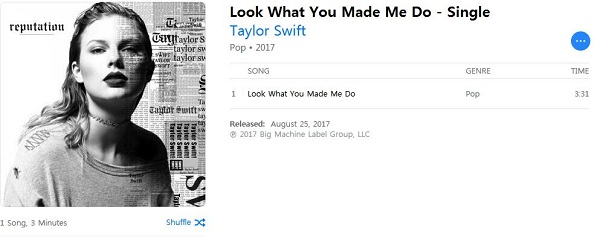 Taylor Swift new song 'Look What You Made Me Do' 