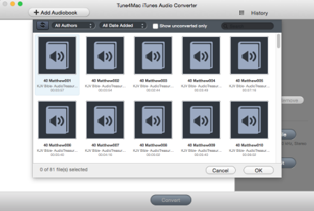 Tune4mac iTunes Audio Converter interface