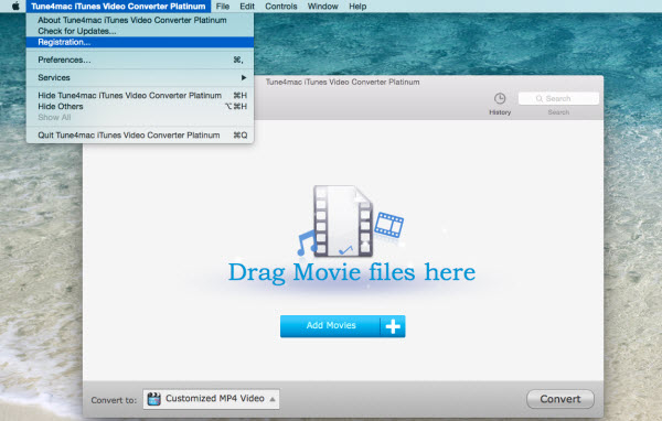 Register Tune4mac iTunes video converter platinum