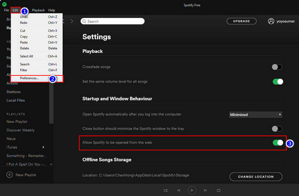 Allow Spotify to be opened from the web