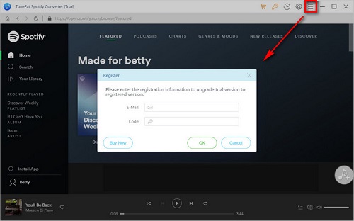 register spotify audio converter