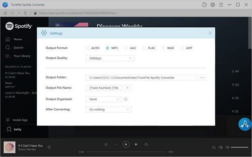 set MP3 as output format