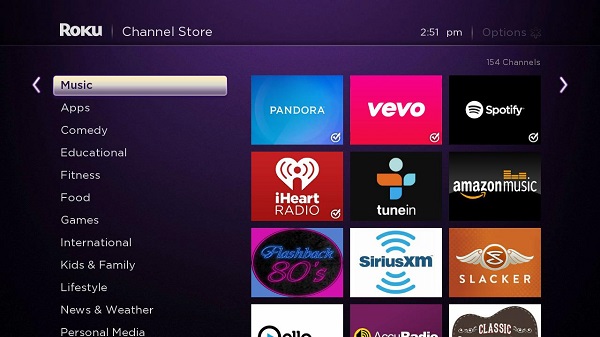 Roku Music Channel Store