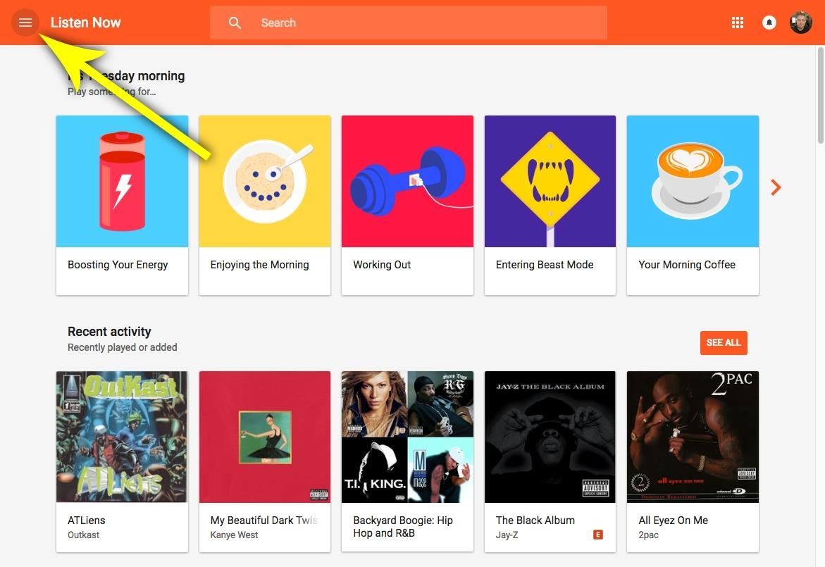 Google Play Music interface