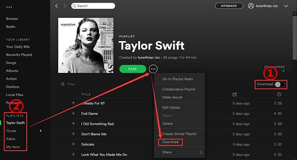 Sync Spotify Playlist and listen offline 