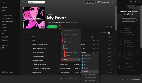 Share spotify playlist with others