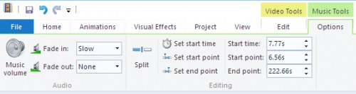 Windows movie maker music tools